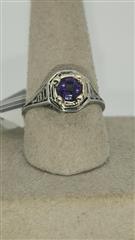 Amethyst Lady's Stone Ring 18K White Gold 2.17g Size:6.5